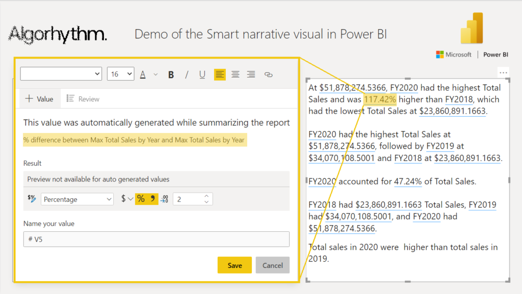 Inspecting how Power BI calculates another dynamic value similar to one we would like to request in natural language